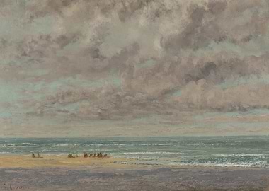 Beach Scene with Stormy Clouds