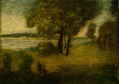 Impressionistic Landscape with Trees and Water