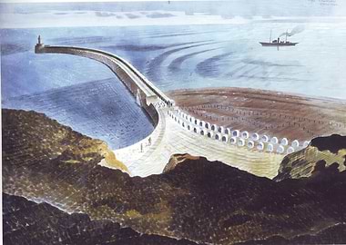 Coastal Engineering Project with Lighthouse and Ship