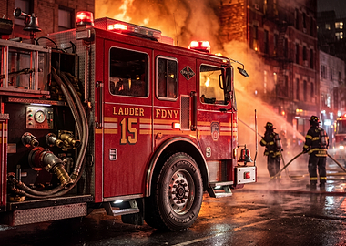 Firefighters battling a building fire