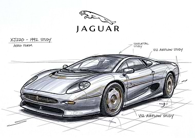 Jaguar XJ220 1992 Study Sketch