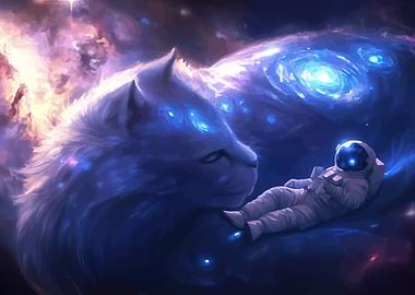 Astronaut Resting on Cosmic Lion