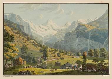 Alpine Valley Landscape with Figures