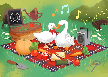 Ducks having a picnic