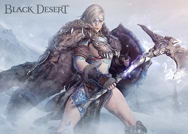 Black Desert Warrior in Snowy Landscape