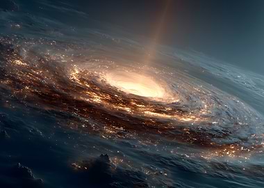 Cosmic Galaxy with Central Light Beam