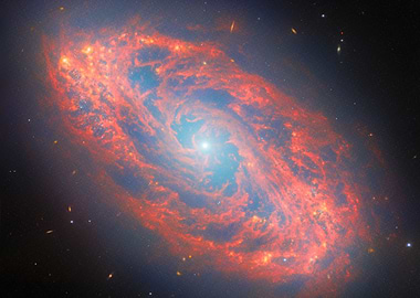 Spiral Galaxy with Red and Blue Hues