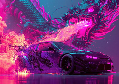 Dragon Fire Cyberpunk Car