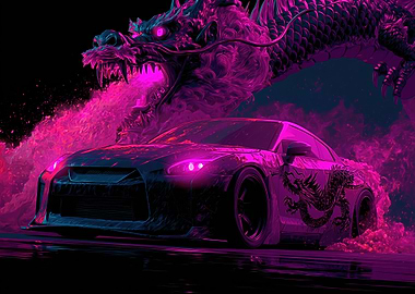 Dragon and Sports Car