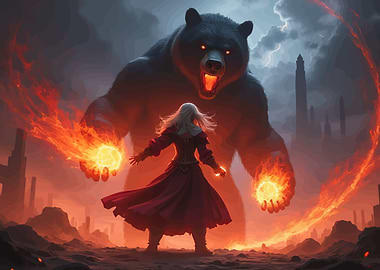 Fantasy Battle: Sorceress vs. Giant Bear