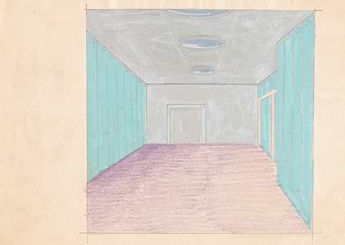 Interior Hallway with Doors and Ceiling Lights