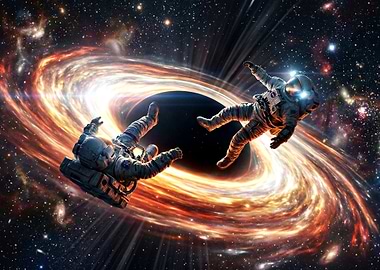 Astronauts near a black hole