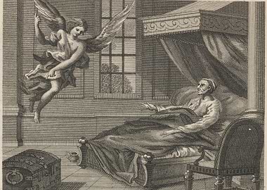 Angel visits a man in bed