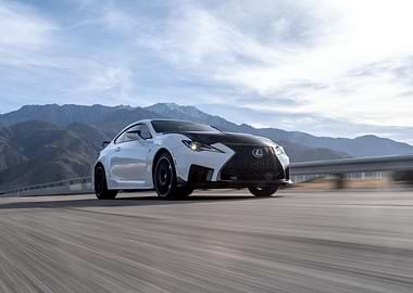 White Lexus RC F on a Desert Road