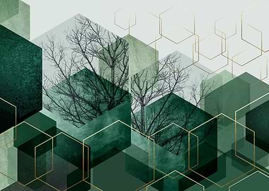 Geometric Forest Abstract Art