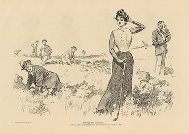 Golfers and Caddies on a Course