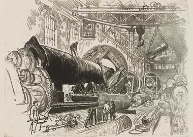 Industrial Factory Scene with Workers