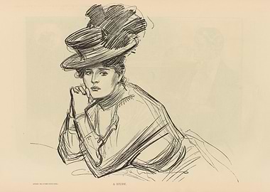 Sketch of a woman in a hat