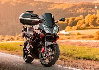 Black Honda VFR800 in Nature