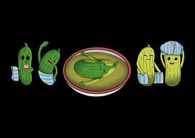 Cute Pickles Enjoying a Spa Day