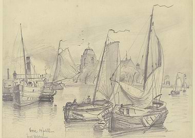 Boats in a Harbor with Buildings