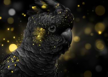 Black Cockatoo with Golden Sparkles