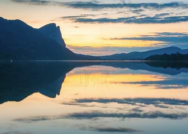Lake Mondsee and Mountain Drachenwand
