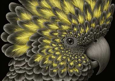 Detailed Close-up of a Yellow-Crested Cockatoo