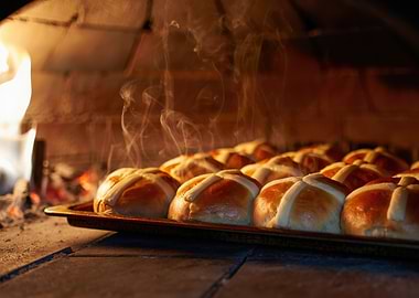 Hot Cross Buns Baking in Oven