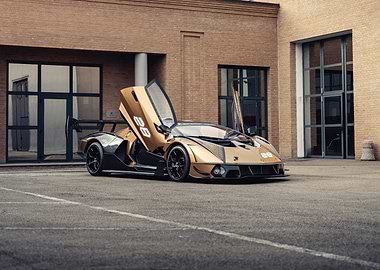 Gold and Black lamborghini essenza with Doors Open