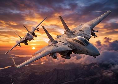 F-14 Tomcat Jets at Sunset