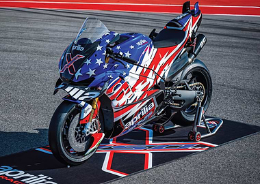 American Flag Themed Racing Motorcycle
