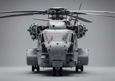Heavy Military Helicopter Front View