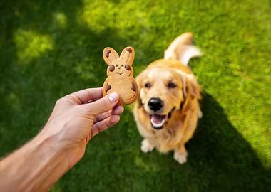 Golden Retriever Dog and Bunny Cookie