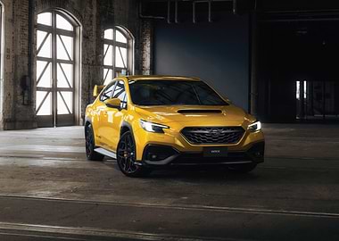 Yellow Subaru WRX in Industrial Setting