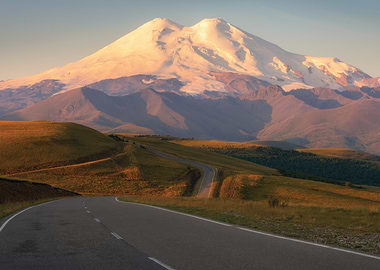 Mountain Road at Sunset