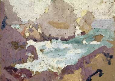 Impressionistic Seascape with Rocks and Water