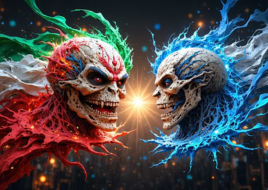 Fiery and Icy Skull Confrontation