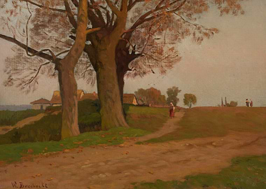 Autumn Landscape with Village and Figures