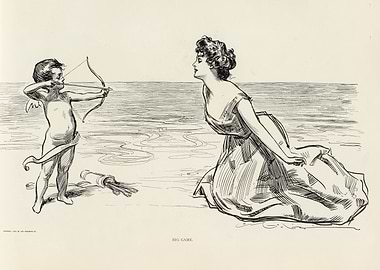 Cupid Aims at a Woman on the Beach