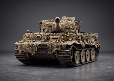 Camouflaged Tiger Tank