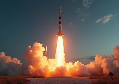 Rocket Launch at Sunset