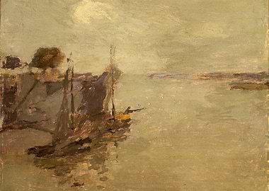 Boats on a hazy river