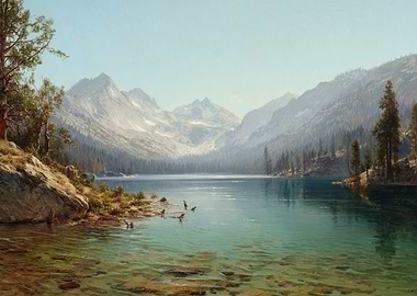 Serene Mountain Lake Landscape
