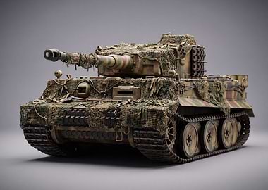 Camouflaged Tiger Tank Model