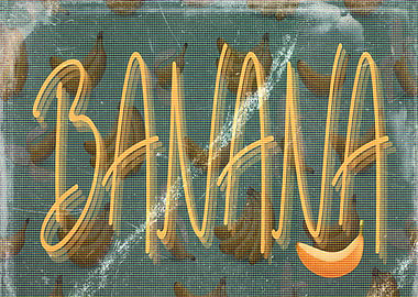 Banana Text Art with Pattern
