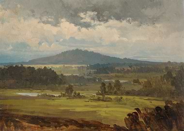 Misty Mountain Landscape Painting