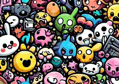 Cute Cartoon Characters Collage