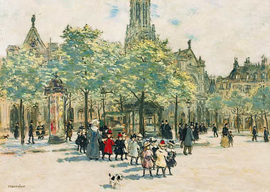 Children's outing in a Parisian square