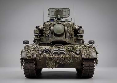 Camouflaged Anti-Aircraft Vehicle